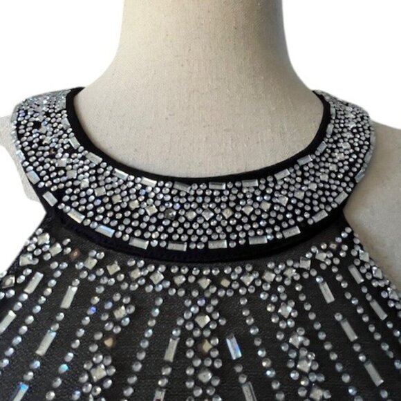 Say Yes To The Prom Gown Dress Black Halter Rhinestone Embellished Juniors 11 - Picture 4 of 16